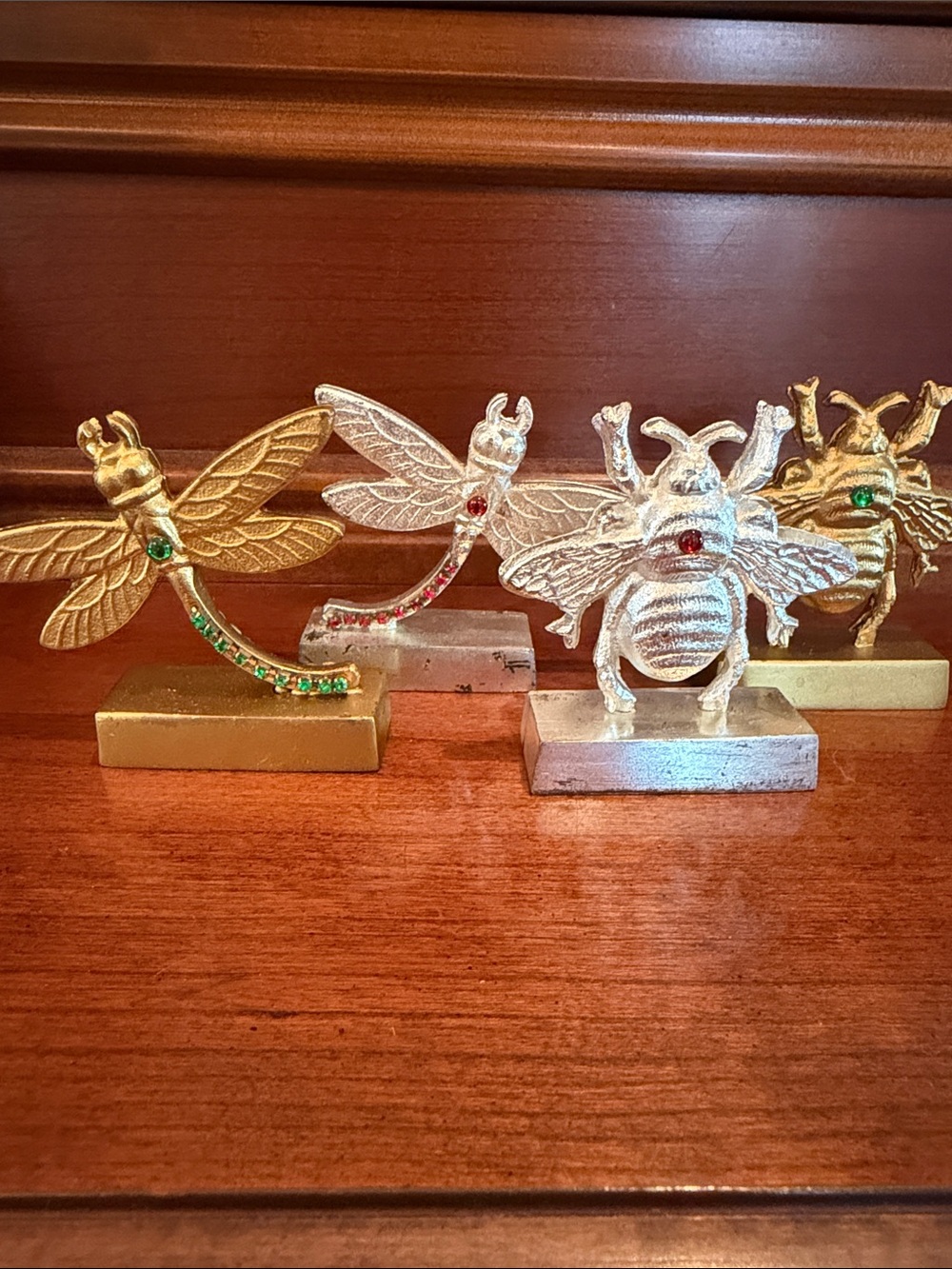 Metal Insect Place Card Holders - Gold & Silver with Jewel Accents